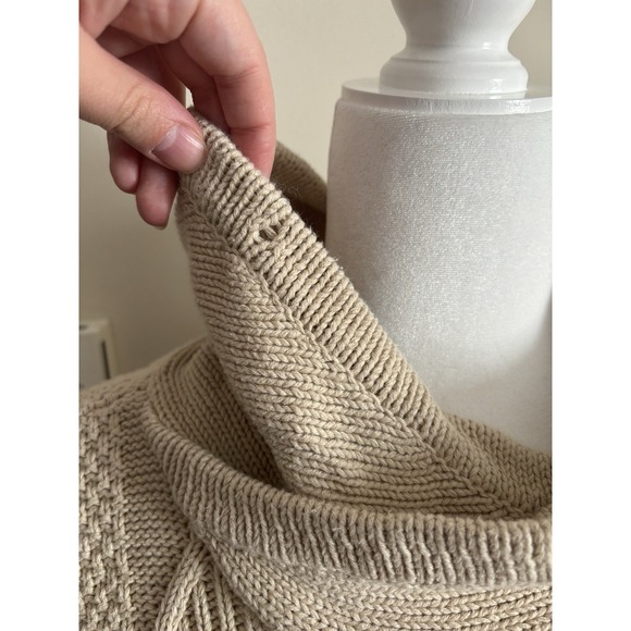 LL Bean Signature Cotton Funnelneck Sweater Womens Medium Beige Cabin Outdoor - Picture 6 of 6